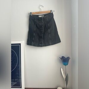 Topshop Black Button-Front Mini Skirt